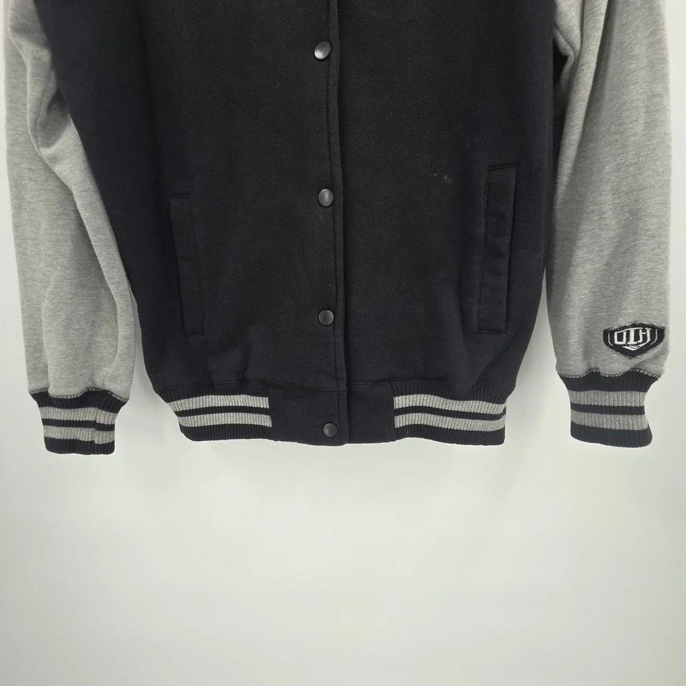 OLD TIME HOCKEY BOSTON BRUINS VARSITY JACKET YOUTH KIDS XL BLACK SNAP BUTTON NHL